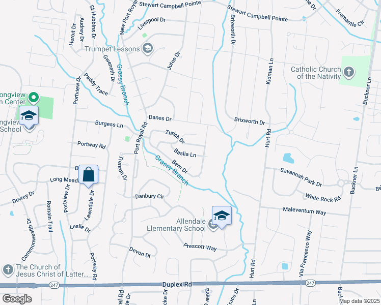 map of restaurants, bars, coffee shops, grocery stores, and more near 1817 Baslia Lane in Spring Hill