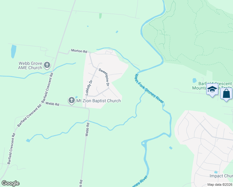map of restaurants, bars, coffee shops, grocery stores, and more near 1110 Sweetspire Drive in Murfreesboro