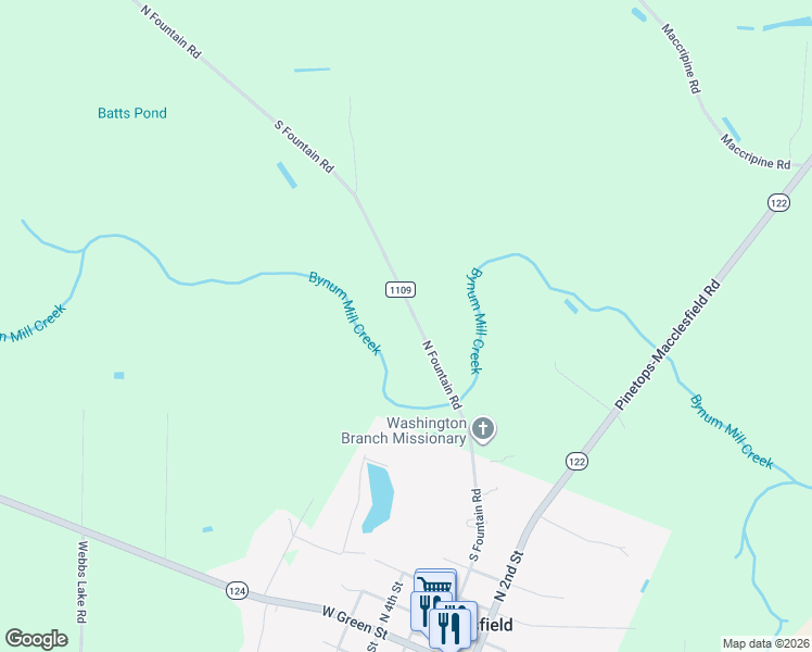 map of restaurants, bars, coffee shops, grocery stores, and more near 1015 N Fountain Rd in Macclesfield