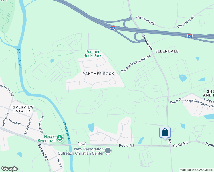 map of restaurants, bars, coffee shops, grocery stores, and more near 1027 Finley Point Place in Knightdale