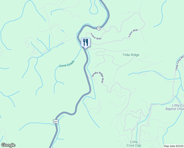 map of restaurants, bars, coffee shops, grocery stores, and more near 3125 Smoky Ridge Way in Sevierville