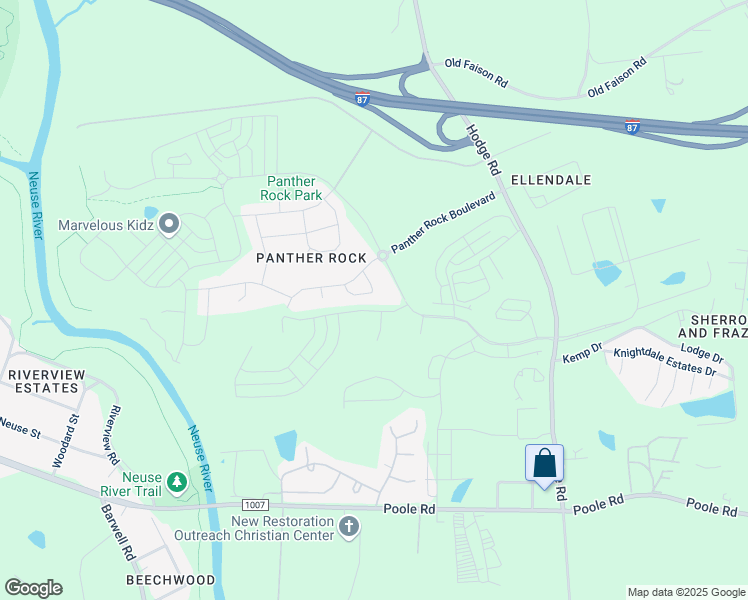 map of restaurants, bars, coffee shops, grocery stores, and more near 1015 Finley Point Place in Knightdale