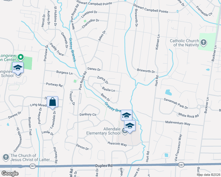 map of restaurants, bars, coffee shops, grocery stores, and more near 1817 Baslia Lane in Spring Hill