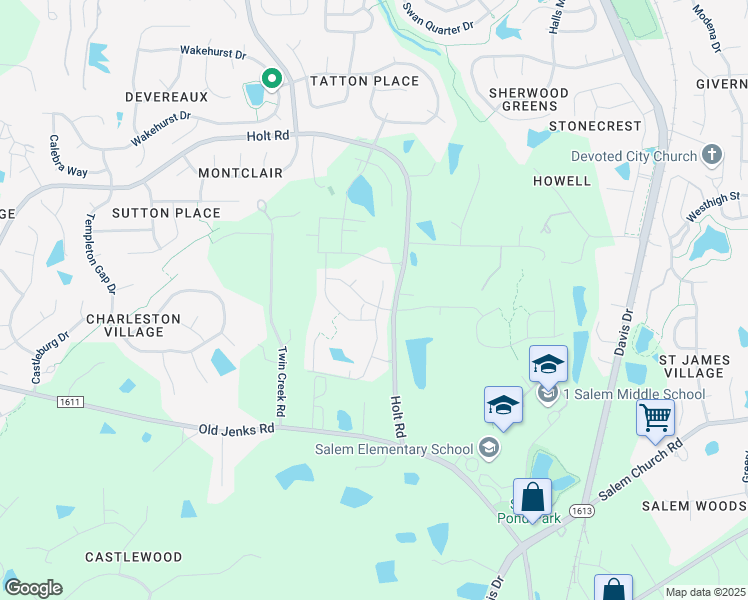 map of restaurants, bars, coffee shops, grocery stores, and more near 1310 Kirkstone Way in Apex