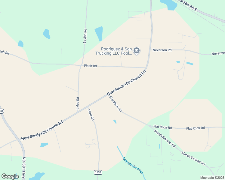 map of restaurants, bars, coffee shops, grocery stores, and more near 7673 New Sandy Hill Church Road in Sims