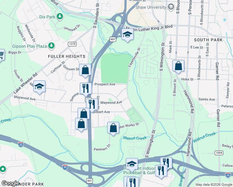 map of restaurants, bars, coffee shops, grocery stores, and more near 23 Pantops Street in Raleigh