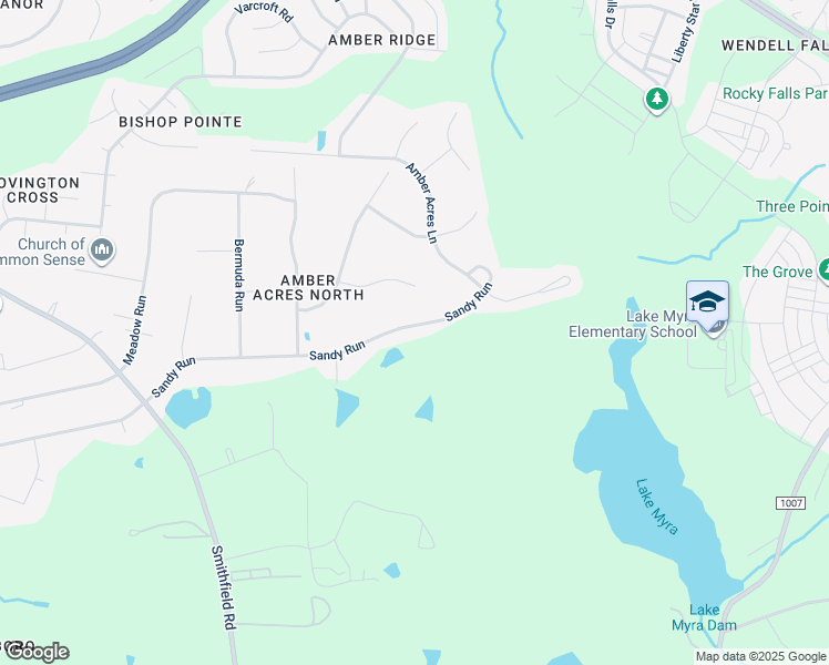 map of restaurants, bars, coffee shops, grocery stores, and more near 5932 Sandy Run in Knightdale