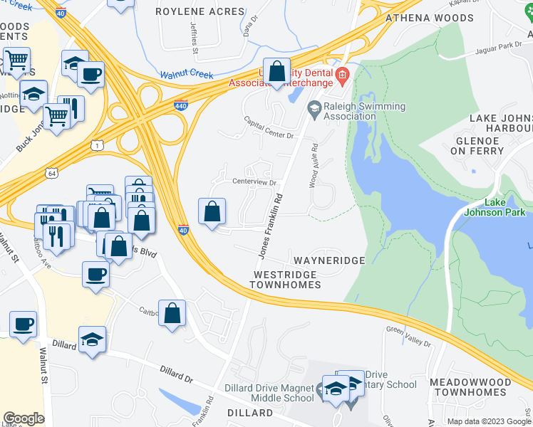 map of restaurants, bars, coffee shops, grocery stores, and more near 8 Silver Sage Drive in Raleigh