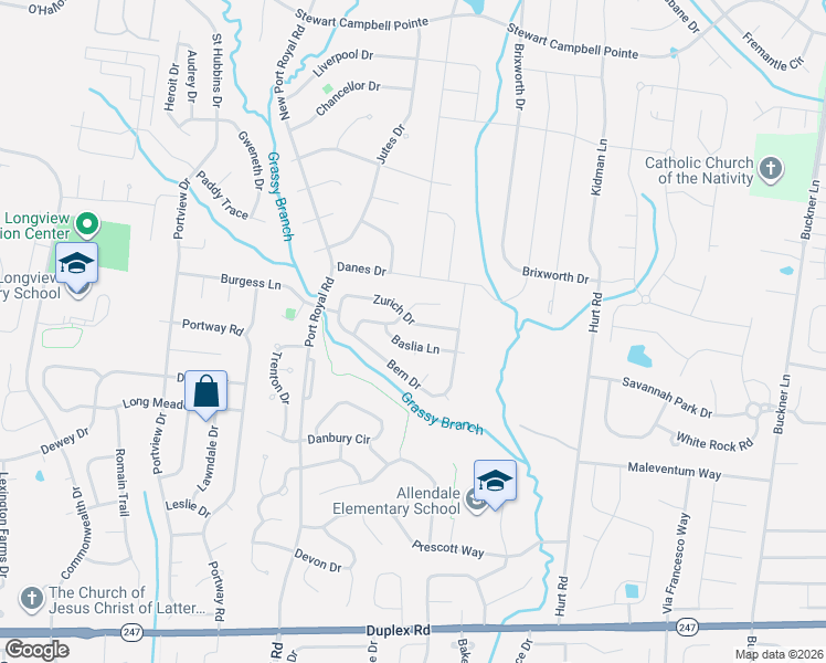 map of restaurants, bars, coffee shops, grocery stores, and more near 1817 Baslia Lane in Spring Hill