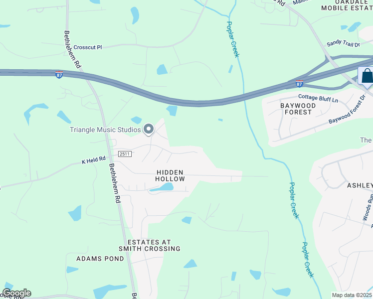 map of restaurants, bars, coffee shops, grocery stores, and more near 4717 Plum Blossum Drive in Knightdale