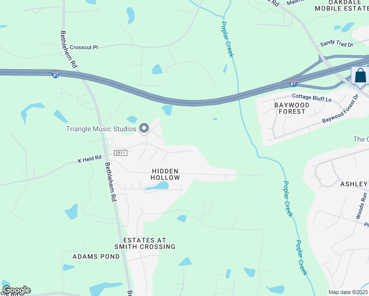 map of restaurants, bars, coffee shops, grocery stores, and more near 4721 Plum Blossum Drive in Knightdale