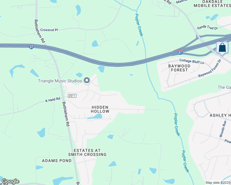 map of restaurants, bars, coffee shops, grocery stores, and more near 4729 Plum Blossum Drive in Knightdale