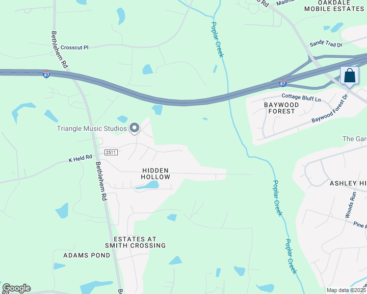 map of restaurants, bars, coffee shops, grocery stores, and more near 4733 Plum Blossum Drive in Knightdale