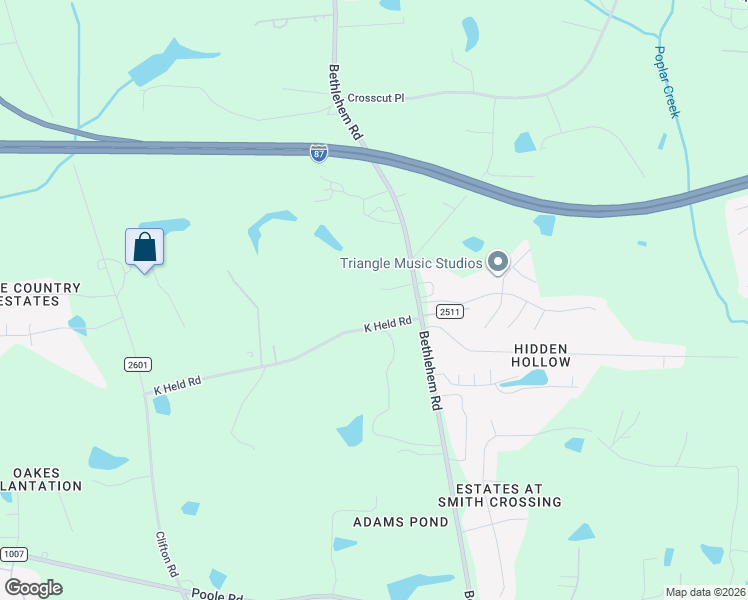 map of restaurants, bars, coffee shops, grocery stores, and more near 4228 K Held Road in Knightdale