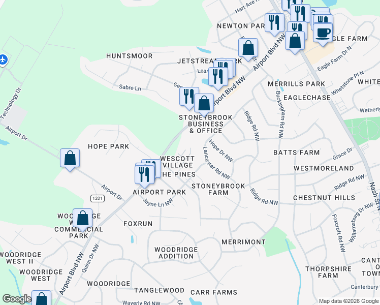 map of restaurants, bars, coffee shops, grocery stores, and more near in Wilson