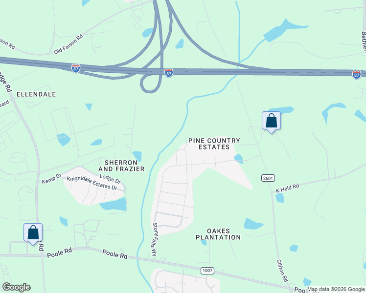 map of restaurants, bars, coffee shops, grocery stores, and more near 4718 Sleepy Falls Run in Knightdale