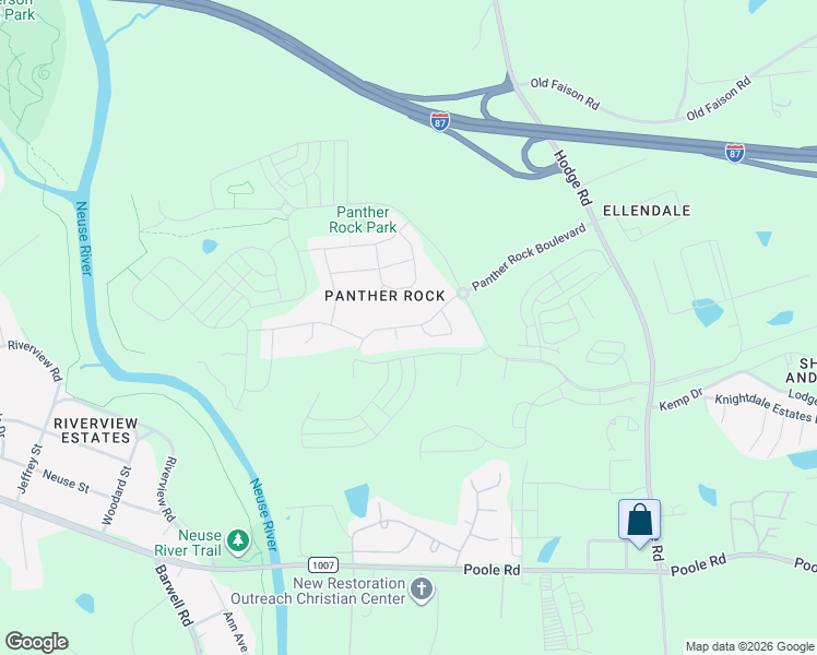 map of restaurants, bars, coffee shops, grocery stores, and more near 1027 Finley Point Place in Knightdale