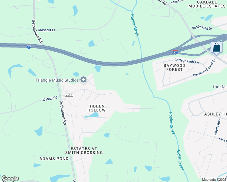 map of restaurants, bars, coffee shops, grocery stores, and more near 4733 Plum Blossum Drive in Knightdale