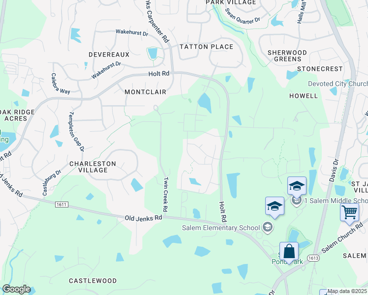map of restaurants, bars, coffee shops, grocery stores, and more near 1351 Gilwood Drive in Apex