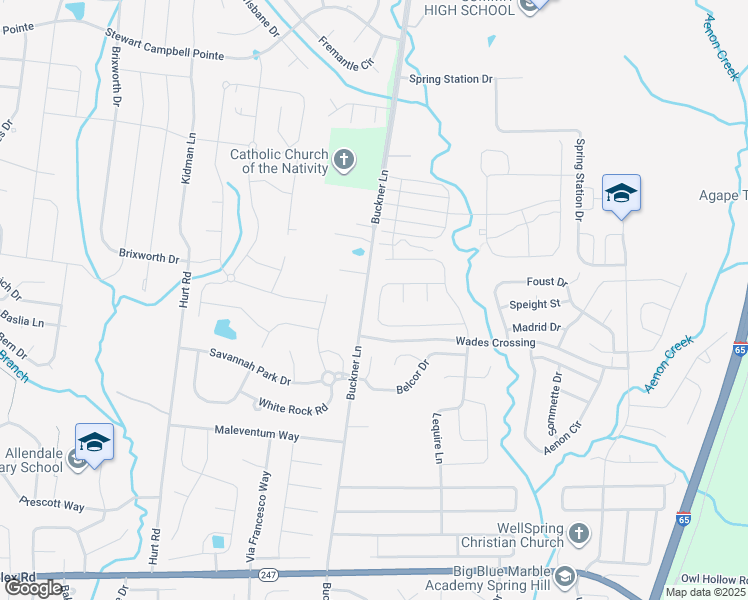 map of restaurants, bars, coffee shops, grocery stores, and more near 2045 Keene Circle in Spring Hill