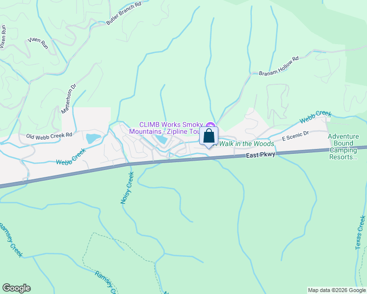 map of restaurants, bars, coffee shops, grocery stores, and more near Unnamed Road in Gatlinburg