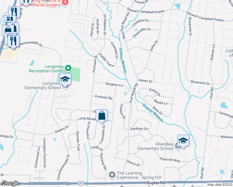 map of restaurants, bars, coffee shops, grocery stores, and more near 2006 Portman Drive in Spring Hill