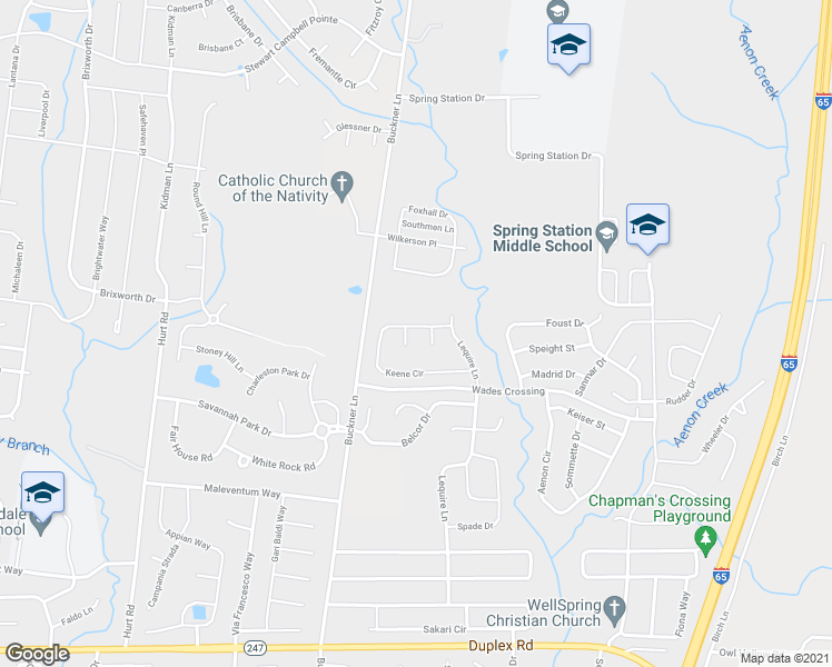 map of restaurants, bars, coffee shops, grocery stores, and more near 2064 Keene Circle in Spring Hill