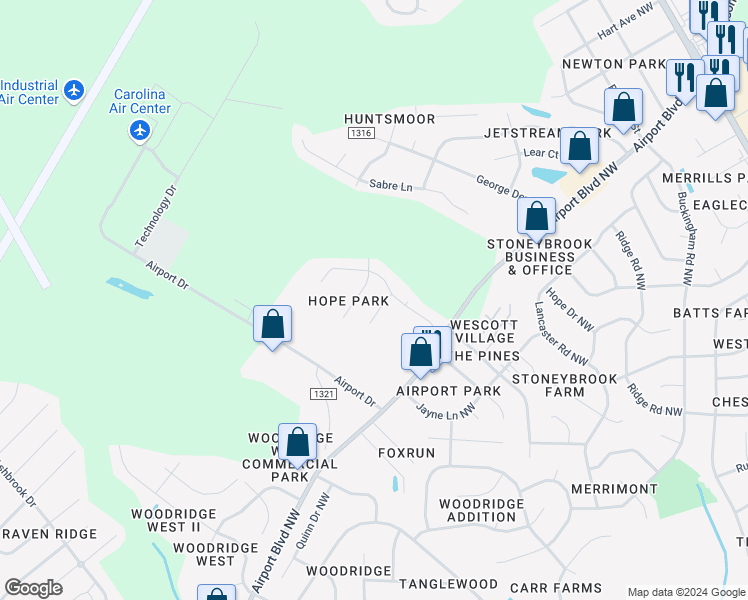 map of restaurants, bars, coffee shops, grocery stores, and more near 3722 Dianne Drive Northwest in Wilson