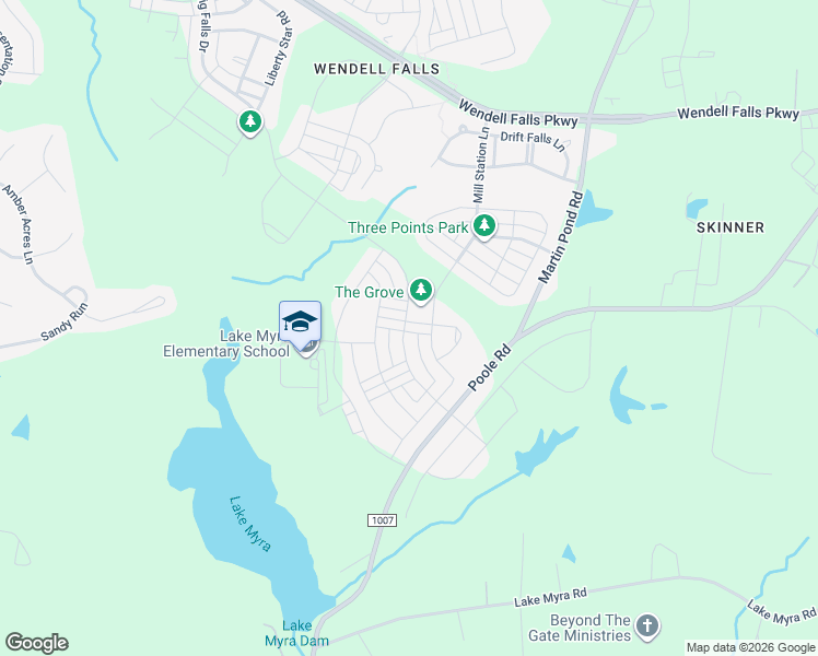 map of restaurants, bars, coffee shops, grocery stores, and more near 1708 Mallard Trace Drive in Wendell
