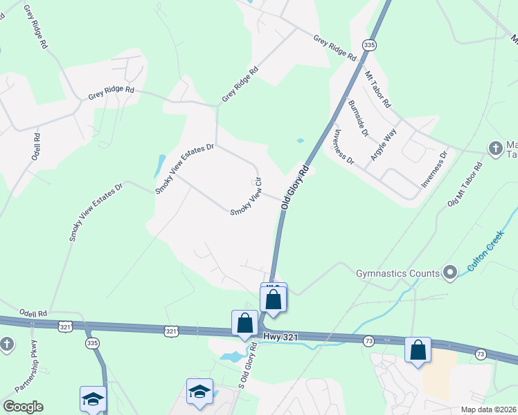 map of restaurants, bars, coffee shops, grocery stores, and more near 1905 Smoky View Circle in Maryville