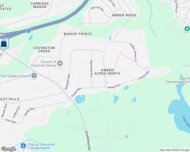 map of restaurants, bars, coffee shops, grocery stores, and more near 1121 Bermuda Run in Knightdale
