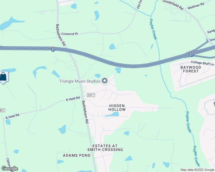 map of restaurants, bars, coffee shops, grocery stores, and more near 1228 Shakentown Street in Knightdale