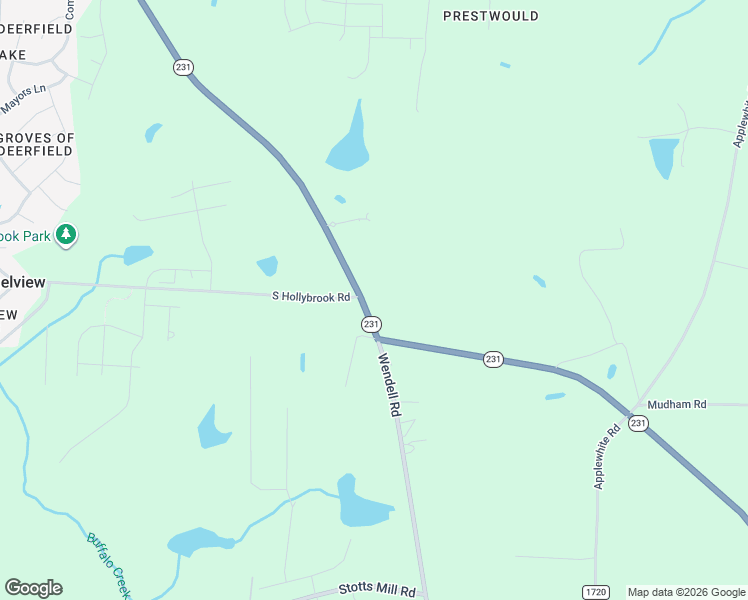 map of restaurants, bars, coffee shops, grocery stores, and more near 175 North Carolina 231 in Wendell