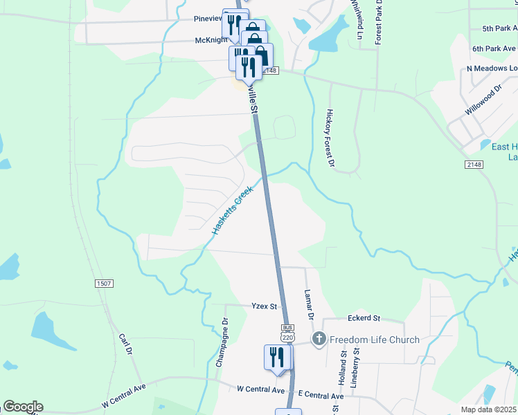 map of restaurants, bars, coffee shops, grocery stores, and more near 2207 North Fayetteville Street in Asheboro