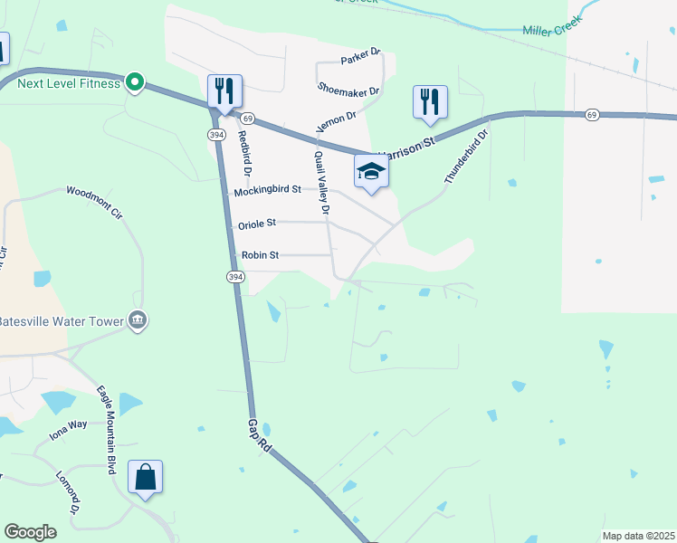 map of restaurants, bars, coffee shops, grocery stores, and more near 230 Quail Valley Drive in Batesville