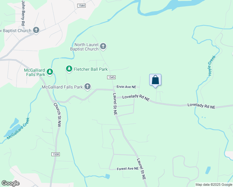 map of restaurants, bars, coffee shops, grocery stores, and more near 1702 Laurel Street Northeast in Valdese