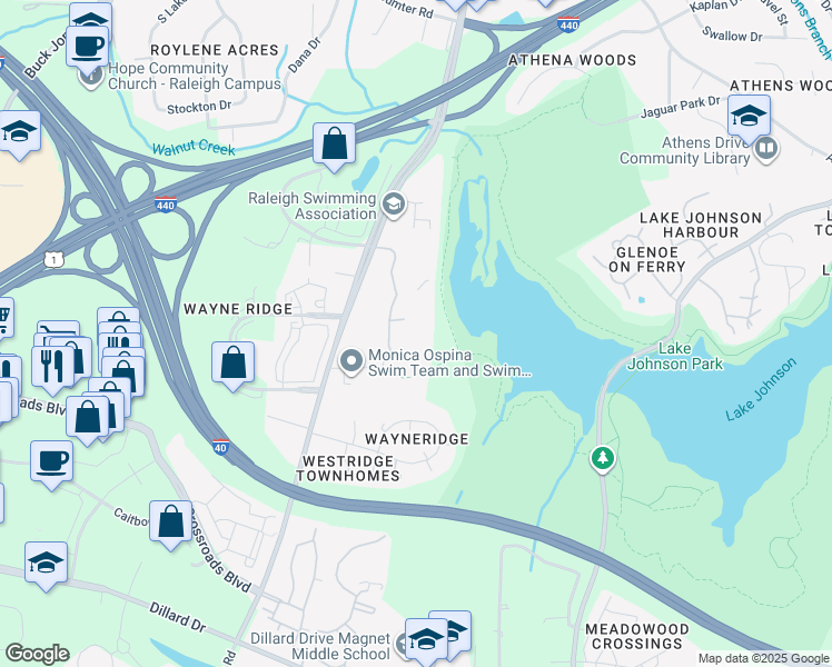 map of restaurants, bars, coffee shops, grocery stores, and more near 1246 Trillium Circle in Raleigh