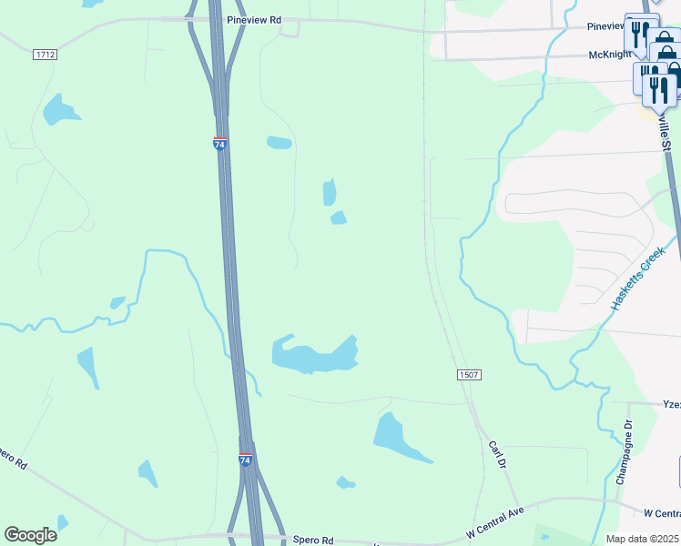 map of restaurants, bars, coffee shops, grocery stores, and more near 2757 Hopewood Road in Randleman