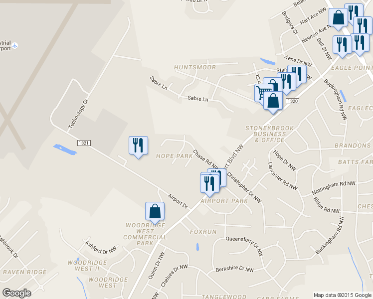 map of restaurants, bars, coffee shops, grocery stores, and more near 3722 Dianne Drive Northwest in Wilson