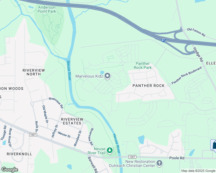 map of restaurants, bars, coffee shops, grocery stores, and more near 1425 Jay Road in Knightdale
