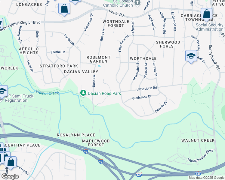 map of restaurants, bars, coffee shops, grocery stores, and more near 1221 Sherwood Avenue in Raleigh