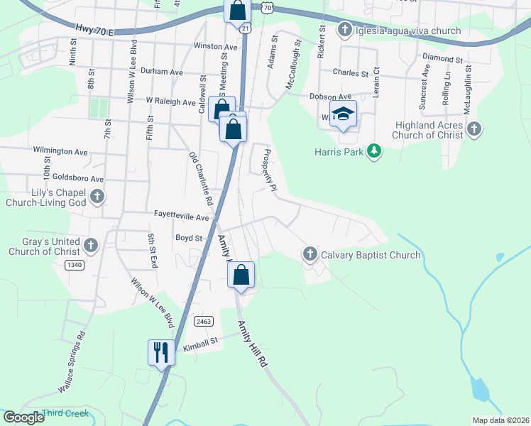 map of restaurants, bars, coffee shops, grocery stores, and more near 207 Whites Mill Road in Statesville