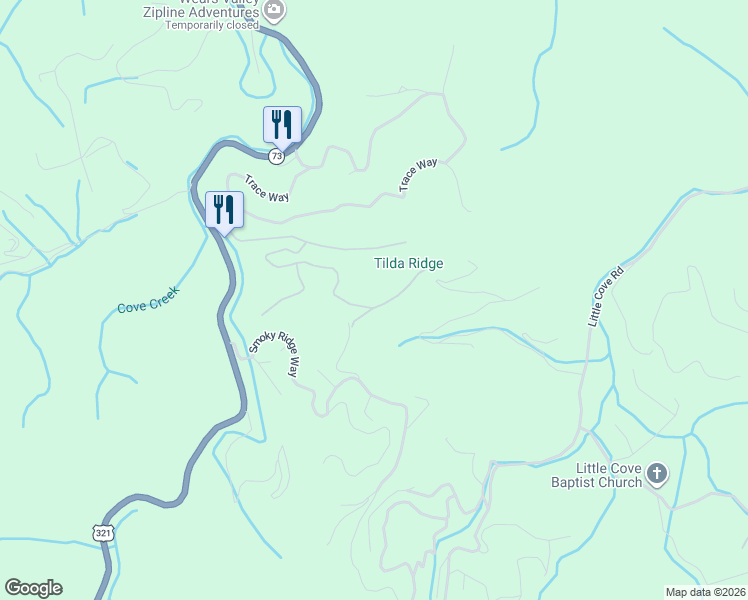 map of restaurants, bars, coffee shops, grocery stores, and more near 2243 Castle Rise Way in Pigeon Forge