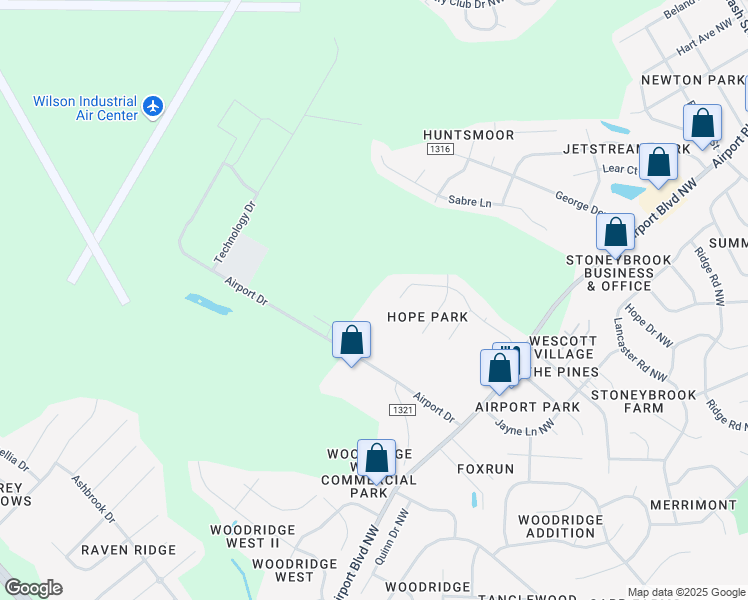 map of restaurants, bars, coffee shops, grocery stores, and more near 3816 Chase Road Northwest in Wilson