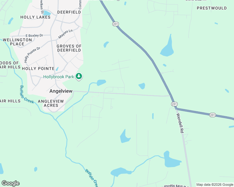 map of restaurants, bars, coffee shops, grocery stores, and more near Holly Bluff Street in Wendell