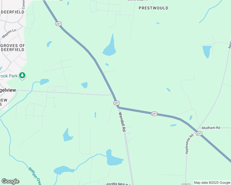 map of restaurants, bars, coffee shops, grocery stores, and more near 175 North Carolina 231 in Wendell