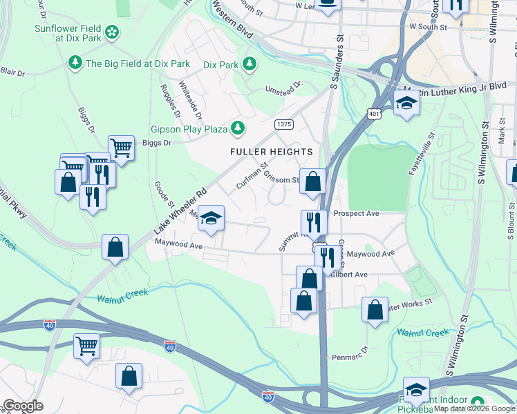 map of restaurants, bars, coffee shops, grocery stores, and more near 505 Ellis Court in Raleigh