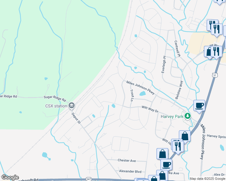map of restaurants, bars, coffee shops, grocery stores, and more near 1912 Kittemer Lane in Spring Hill