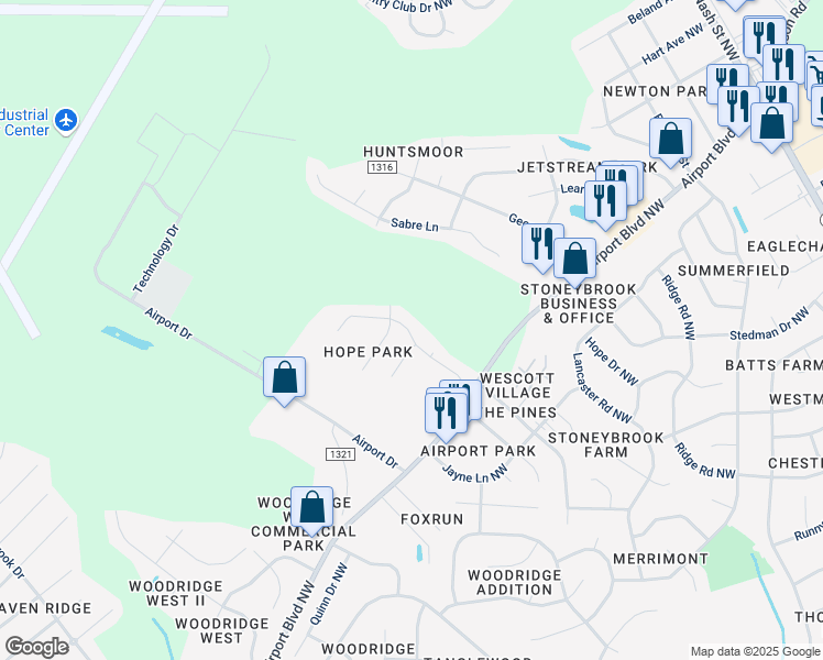 map of restaurants, bars, coffee shops, grocery stores, and more near 3704A Chase Road Northwest in Wilson