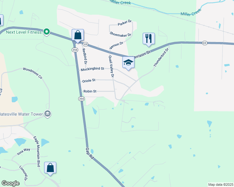map of restaurants, bars, coffee shops, grocery stores, and more near 230 Quail Valley Drive in Batesville